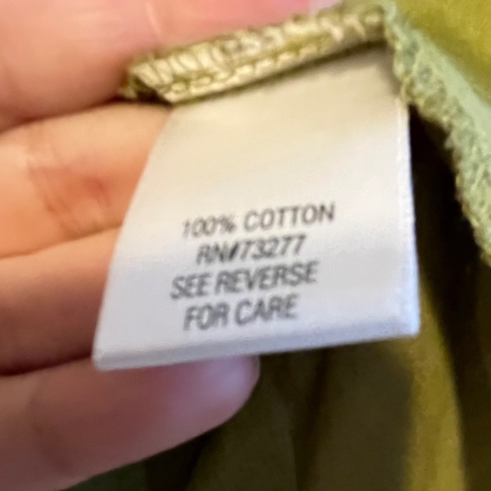 Olive Green Button Front 3/4 Sleeve Pintuck Blouse Top Babydoll Size Large - Picture 8 of 8